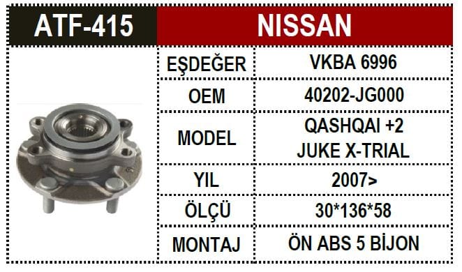 NISSAN QASHQAI-JUKE ÖN PORYA RULMANI - Yedek Parça