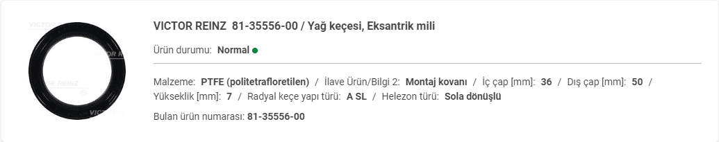 JAGUAR X-TYPE 2.0D-2.2D EKSANTRİK KEÇESİ - Yedek Parça