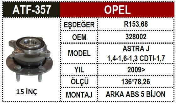 OPEL PORYA ARKA ASTRA J ABSLİ  328002 - Yedek Parça