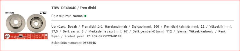 M.BENZ W204 FREN AYNASI ARKA ADET A2044230712 - Yedek Parça