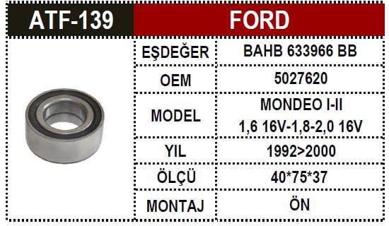 ÖN AKS RULMANI-FORD MONDEO - Yedek Parça