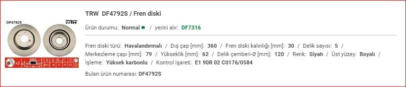 RANGE ROVER SPORT 2010-- ÖN DİSK ADET SDB000624 - Yedek Parça