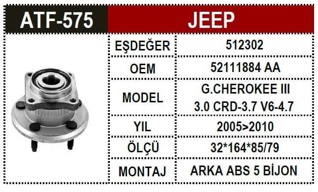 JEEP G.CHEROKEE WH 05-10 ARKA PORYA 52111884 - Yedek Parça