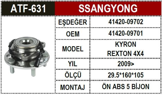 SSANGYONG ACTYON KYRON REXTON ÖN PORYA 09- - Yedek Parça