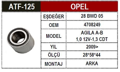 OPEL PORYA BİLYA ARKA AGİLA B - Yedek Parça