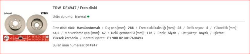 M.BENZ W204 FREN AYNASI ÖN TAKIM C180-C200&nbsp;A2044210012 - Yedek Parça