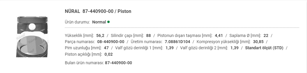 M.BENZ M272 940-945  W212-221  88,00mm PİSTON  2720301018 - Yedek Parça