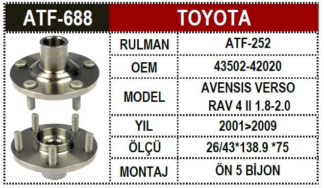 TOYOTA RAV4 01-05 ÖN TEKER PORYASI - Yedek Parça