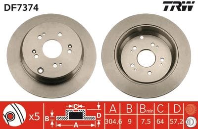 HONDA CRV 02-06 12-15-ARKA FREN DİSKİ TKM 305-5 42510-SWA-A00 - Yedek Parça