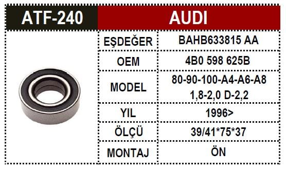 VW A6 A80 A4 95 PORYA BİLYASI ARKA 4B0598625B - Yedek Parça
