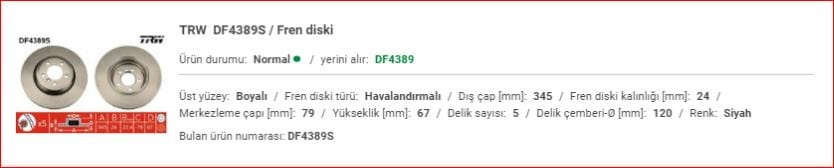 BMW E65 ARKA DİSK ADET 34211166129 - Yedek Parça