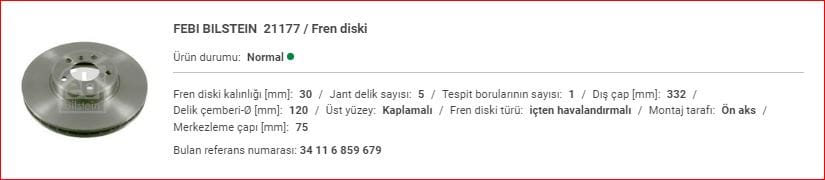 BMW X5 E53 ÖN DİSK (ADET) 34116859679 - Yedek Parça