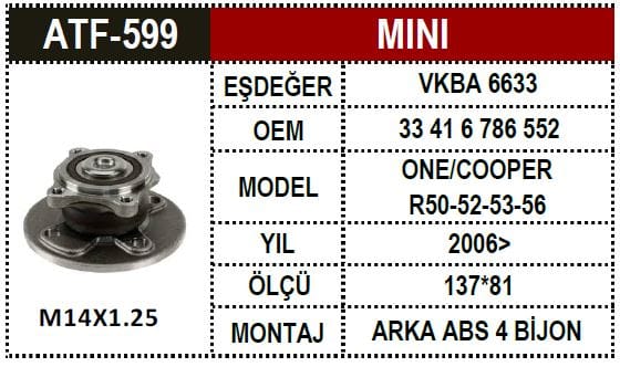 MİNİ COOPER R56 ARKA PORYA 33416786552 - Yedek Parça