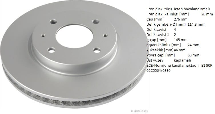 MİTSUBİSHİ LANCER 03-08 ÖN FREN DİSKİ MR510741 - Yedek Parça