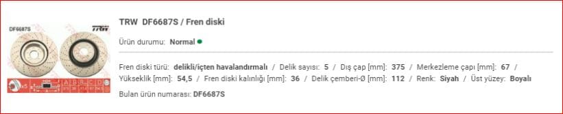 M.BENZ W166 ÖN DİSK DELİKLİ ( ADET) A1664210912 - Yedek Parça