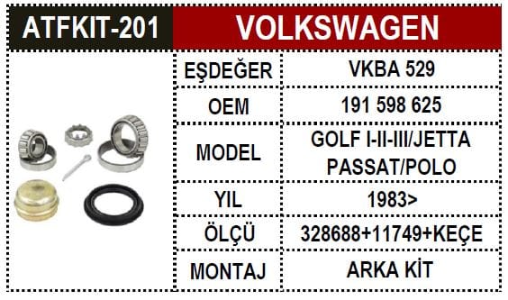 VW A80 POLO GOLFI-II BİLYE SET ARKA 191598625 - Yedek Parça