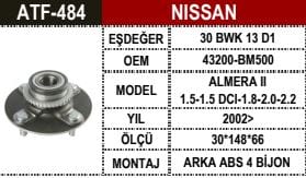 ALMERA II 02- ARKA PORYALI RULMAN ABS.Lİ 44 DİŞ - Yedek Parça