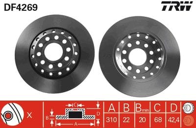 VW A8 02-16 FREN DİSKİ ARKA 4E0615601K - Yedek Parça