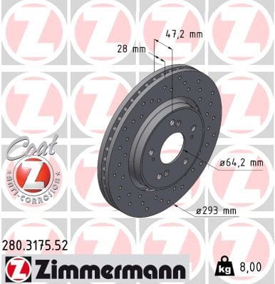 HONDA CRV 07-15 PERFORMANS DELİKLİ ÖN FREN DİSKİ KAPLAMALI  293*5 - Yedek Parça