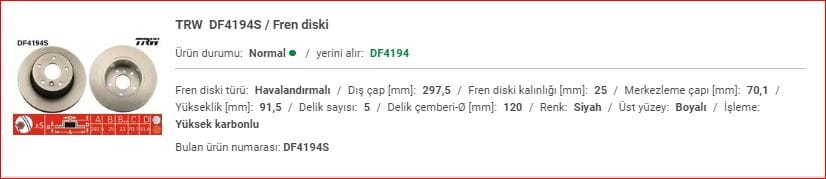 DISCOVERY II ÖN DİSK ADET SDB000380 - Yedek Parça