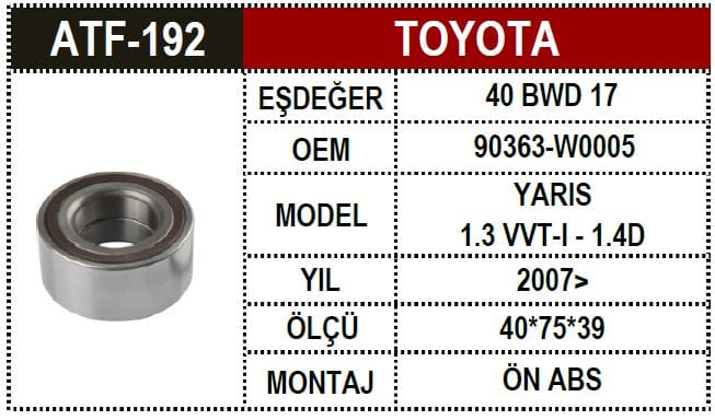 TOYOTA YARIS 95- ÖN AKS ABS.Lİ - Yedek Parça