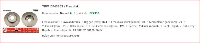 BMW E65 7.30 ÖN DİSK ADET 34116864049 - Yedek Parça