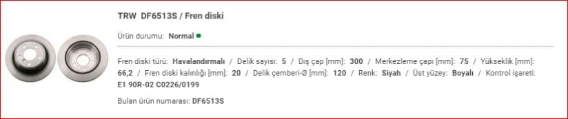 BMW F30-F32-F36 ARKA DİSK ADET 34216864900 - Yedek Parça
