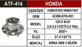 CR-V 07-11 ARKA PORYALI RULMAN ABS.Lİ - Yedek Parça