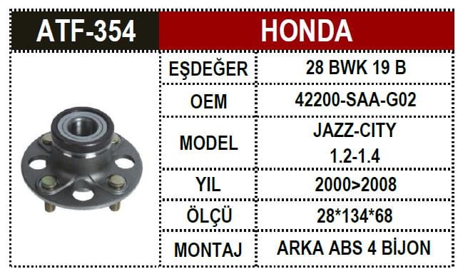 HONDA JAZZ-CITY ARKA PORYALI RULMAN ABSLİ - Yedek Parça