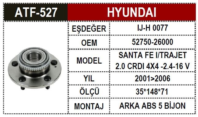 HYUNDAI SANTA FE 2.0-2.4 01>06 ARKA PORYALI ABS.Lİ - Yedek Parça