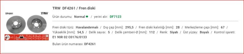 M.BENZ W211 FREN AYNASI ÖN TAKIM&nbsp;A2114210812 - Yedek Parça