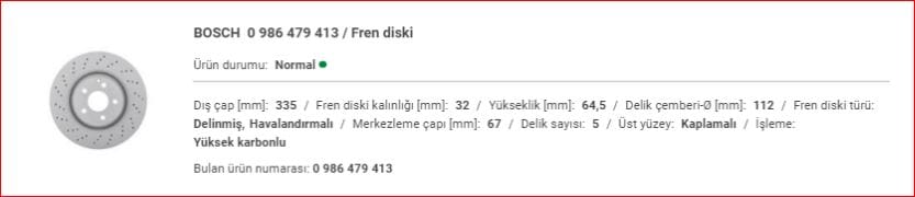 M.BENZ W221 ÖN DİSK DELİKLİ (ADET) A2214211712 - Yedek Parça