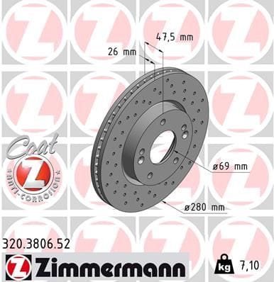 KIA SPORTAGE 04-06 CEED 07-CERATO 09-VENGA SOUL 09-HYUNDAI TUSCON 04-İ30 07-İX20 PERFORMANS DELİKLİ ÖN FREN DİSK KAPLAMALI  280 - Yedek Parça