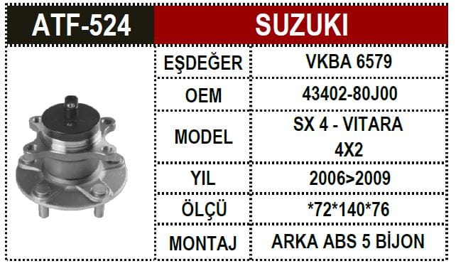 SUZUKI SX 4  4X2 06>09 ARKA AKS PORYALI ABS.Lİ - Yedek Parça
