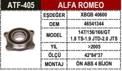 ALFA ROMEO 156 ÖN TEKER RULMANI 60671437 42 CAP - Yedek Parça