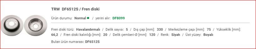 BMW F20-F30 ARKA DİSK ADET 34216864899 - Yedek Parça