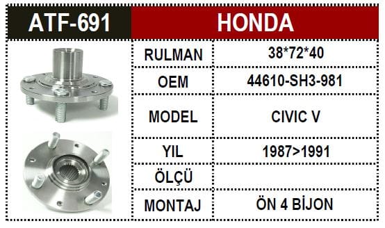 HONDA CIVIC ÖN PORYA 1987-1991 - Yedek Parça