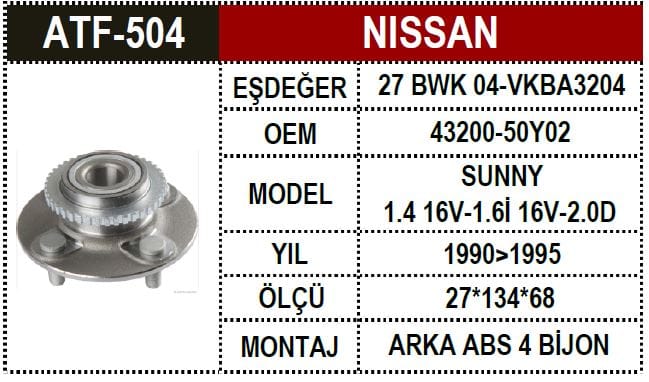NISSAN SUNNY 90-95 ALMERA 95-00 ARKA TEKER PORYASI ABS Lİ - Yedek Parça