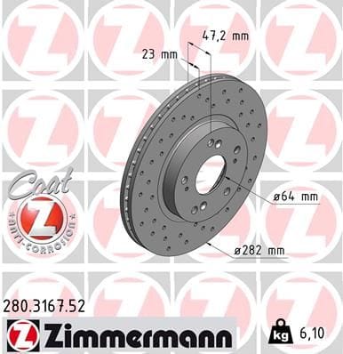 HONDA CIVIC 07-15 SEDAN-H.B CIVIC 16-21 FC5 1.6 CIVIC 22- FE CRV 02-06 PERFORMANS DELİKLİ ÖN FREN DİSKİ KAPLAMALI  282-5 - Yedek Parça