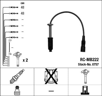 M.BENZ  M111  W210  KOMP. 2 ADT 48cm  BUJİ KABLO SETİ   0300891412 - Yedek Parça