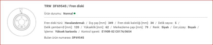 RANGE ROVER SPORT 2017--ÖN FREN DİSK ADET&nbsp;LR081594 - Yedek Parça