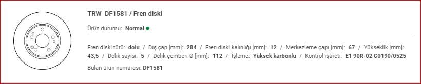 M.BENZ W124 FREN AYNASI ÖN TAKIM&nbsp;A1244211312 - Yedek Parça