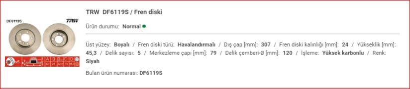 MINI COOPER S COUNTRYMAN R60 ÖN DİSK ADET&nbsp;34119811538 - Yedek Parça