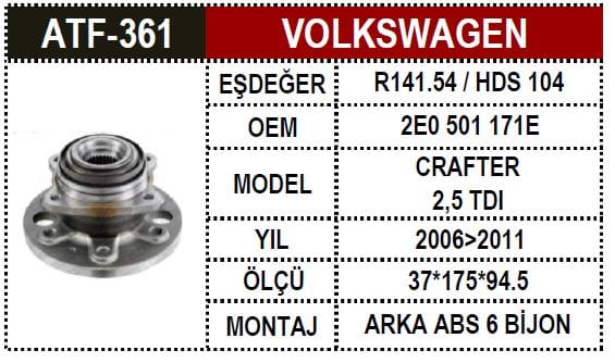 VW CRAFTER PORYA ARKA 2E0501172D - Yedek Parça