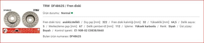 M.BENZ W204-212 FREN AYNASI ÖN SPOR ADET A0004213012 - Yedek Parça
