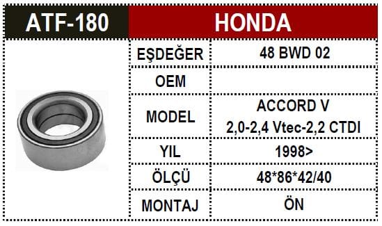 HONDA ACCORD 1998> ABS.SİZ ÖN AKS RULMANI - Yedek Parça
