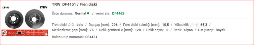 BMW E87-E90 ARKA FREN DİSKİ TAKIM 34216855002 - Yedek Parça