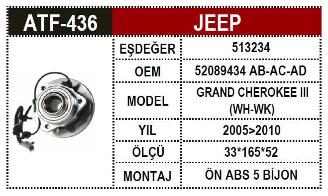 JEEP G.CHEROKEE WH 05-10 ON PORYA 52089434 - Yedek Parça