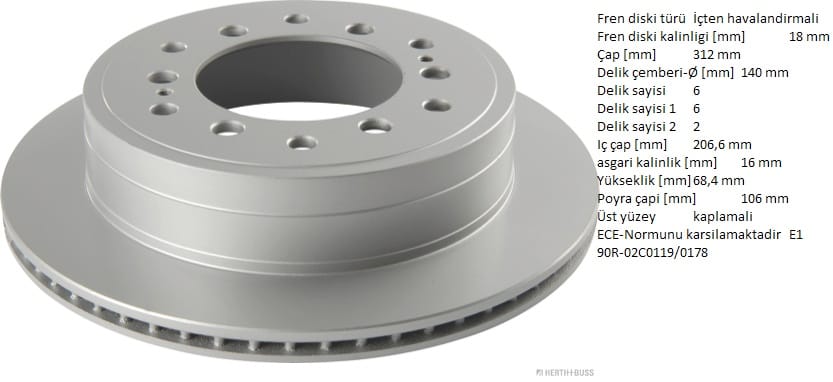 TOYOTA LAND CRUİSER 95-> ARKA FREN DİSKİ - Yedek Parça