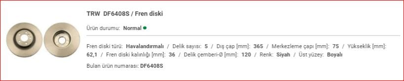BMW X5-X6 ÖN DİSK ADET 34116886481 - Yedek Parça